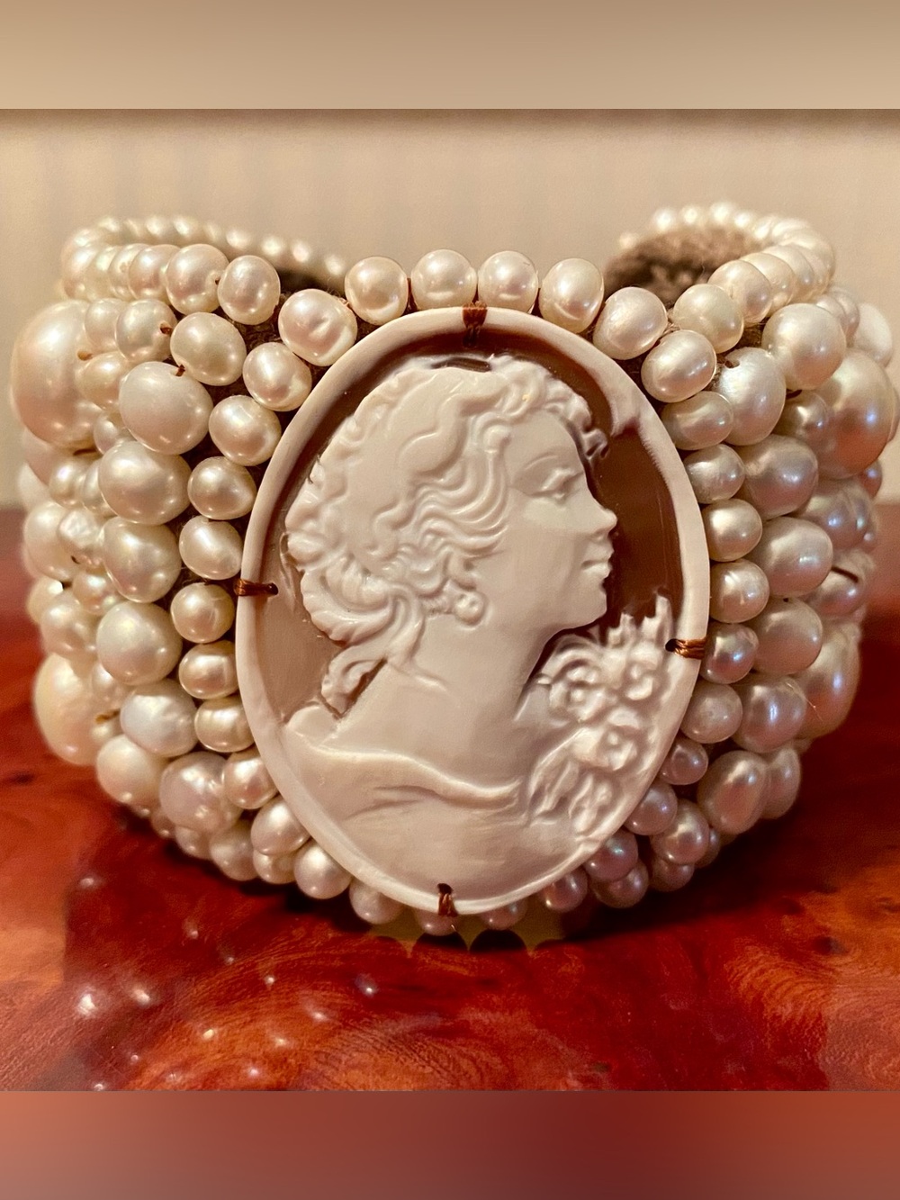 Amedeo NYC Pearl Cluster & Cameo Woven Bracelet
